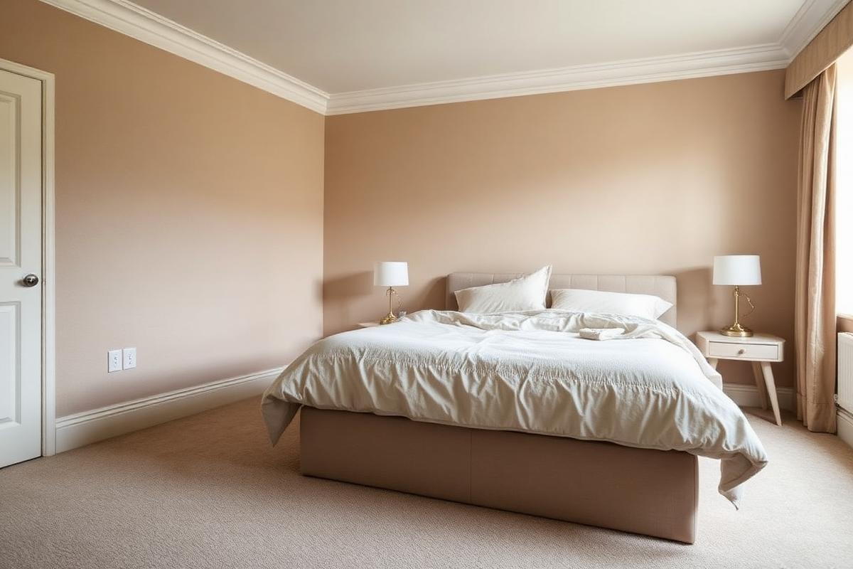 Bedroom with soft neutral wool carpet fitted wall to wall