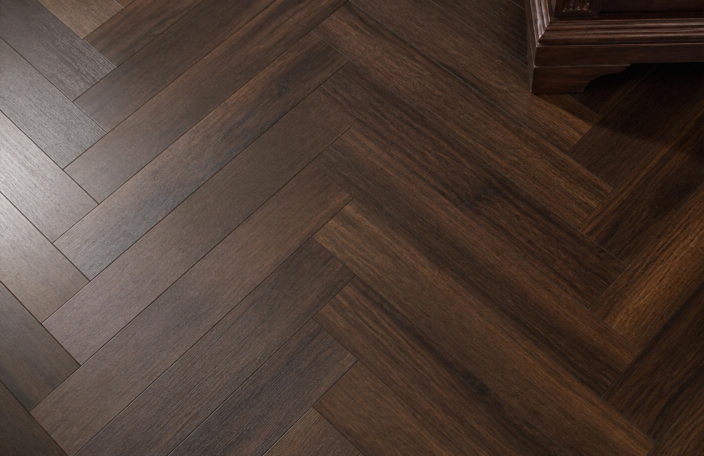 Herringbone oak parquet close-up